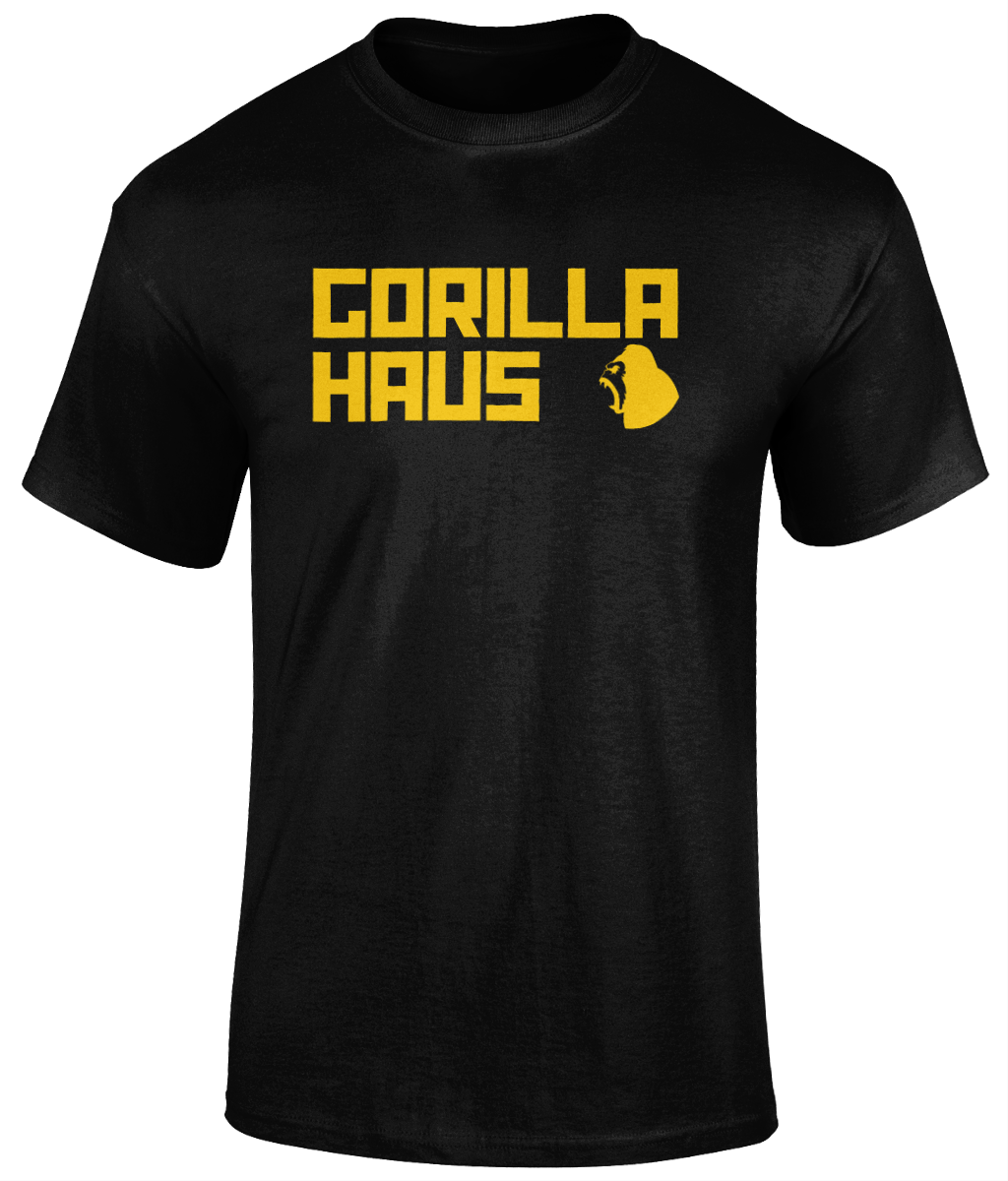 Black and Yellow Gorilla Haus Mixed Martial Arts slogan T-shirt