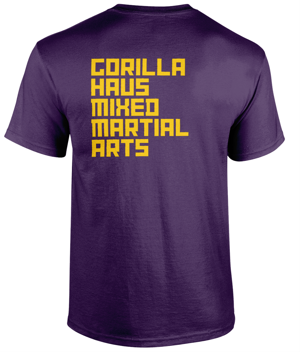 PURPLE Gorilla Haus Mixed Martial Arts slogan T-shirt