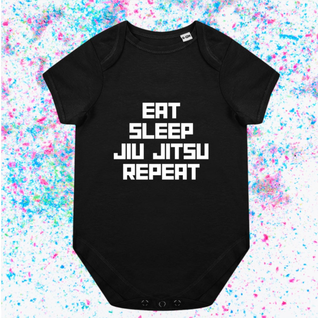Eat Sleep Jiu Jitsu Repeat - Baby Romper Vest - Ideal for any MMA baby
