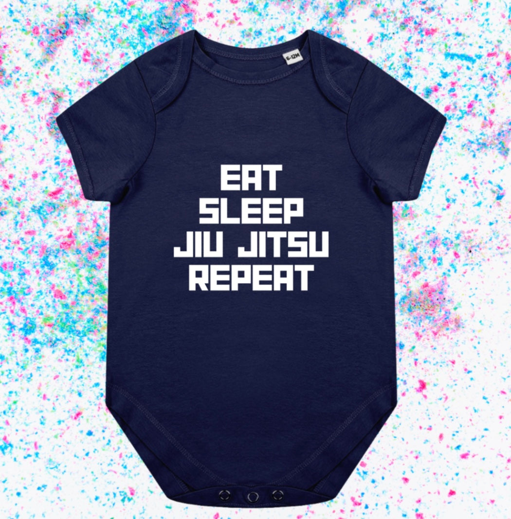 Eat Sleep Jiu Jitsu Repeat - Baby Romper Vest - Ideal for any MMA baby