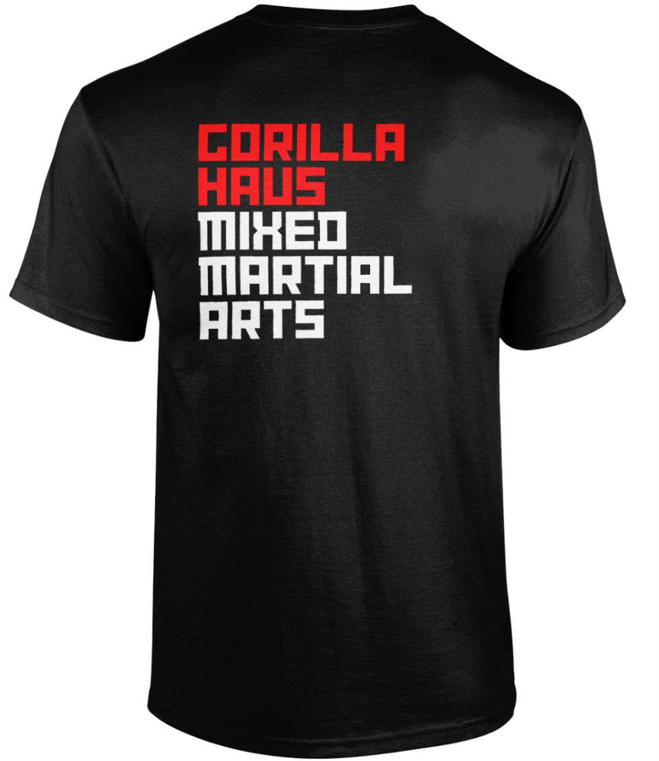 Black/White/Red Gorilla Haus Mixed Martial Arts slogan T-shirt