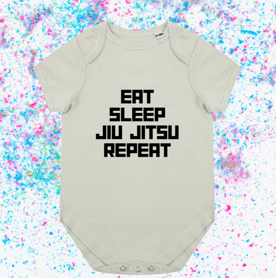 Eat Sleep Jiu Jitsu Repeat - Baby Romper Vest - Ideal for any MMA baby